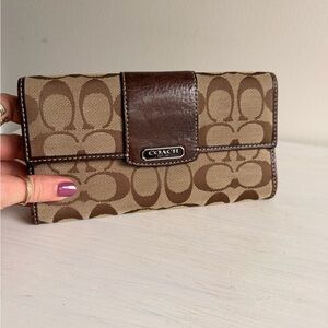 Coach Brown Signature Canvas Continental Wallet
